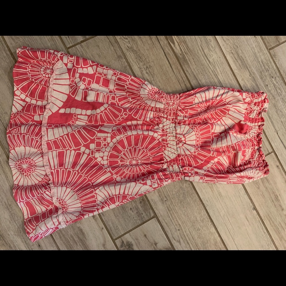 Strapless Pink Patterned Summer Dress